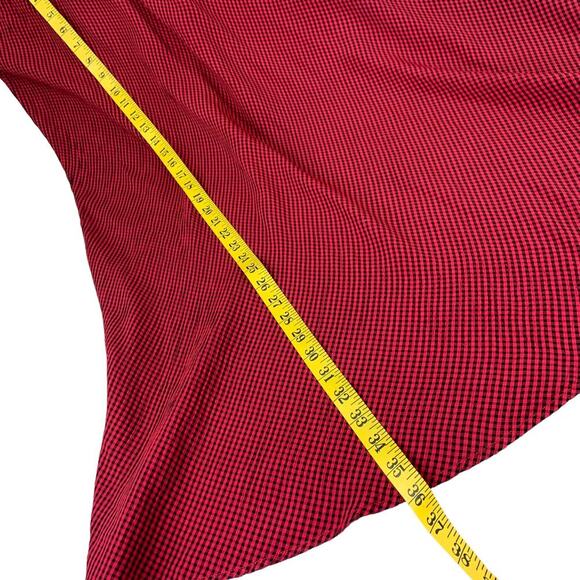 KHAKI Rose Vintage Gingham Slip Maxi Fishtail Skirt Pullon Size S Red Black - Picture 11 of 13